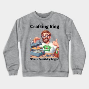 Crafting King:  Where Creativity Reigns Crafting Man Heatpress Crewneck Sweatshirt